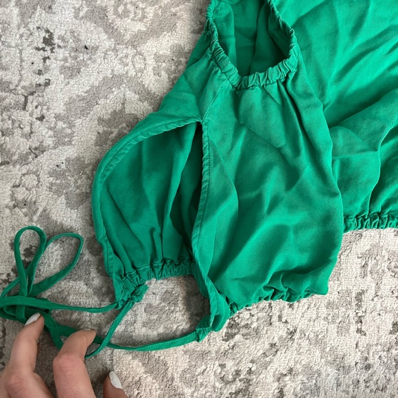 Green, slanted crop top. Great for going out. Never worn! - Picture 2 of 4